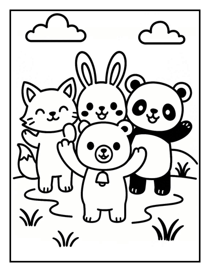 Cute Animal Friends - Printable Coloring Book for Kids ( Age 4-6)